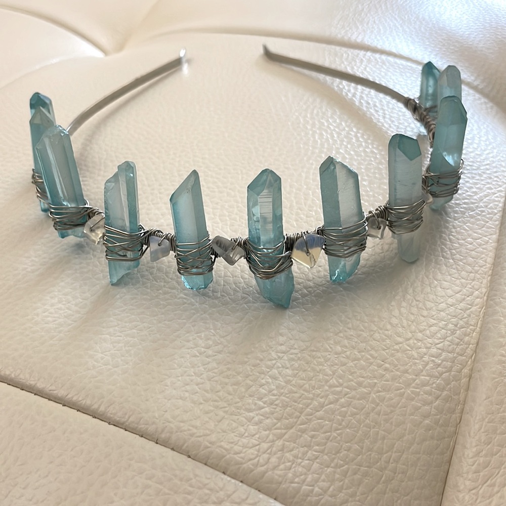 Aqua Aura Quartz & Moonstone Crown